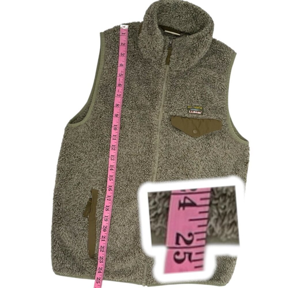 L.L.Bean Womens Slightly Fitted Fleece Vest With Nylon Trim Size Med Olive Gray - Picture 8 of 13
